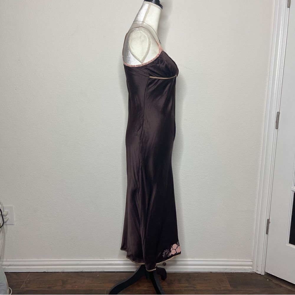 🍋 Gap Body • Women’s Satin Slip Dress with Lace Trim & Floral Embroidery Size S - Picture 3 of 9